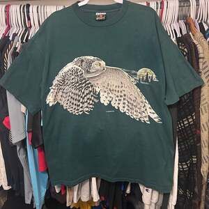 Vintage 1992 Signal Sports Habitat XCII Snowy Owl Graphic T-Shirt XL